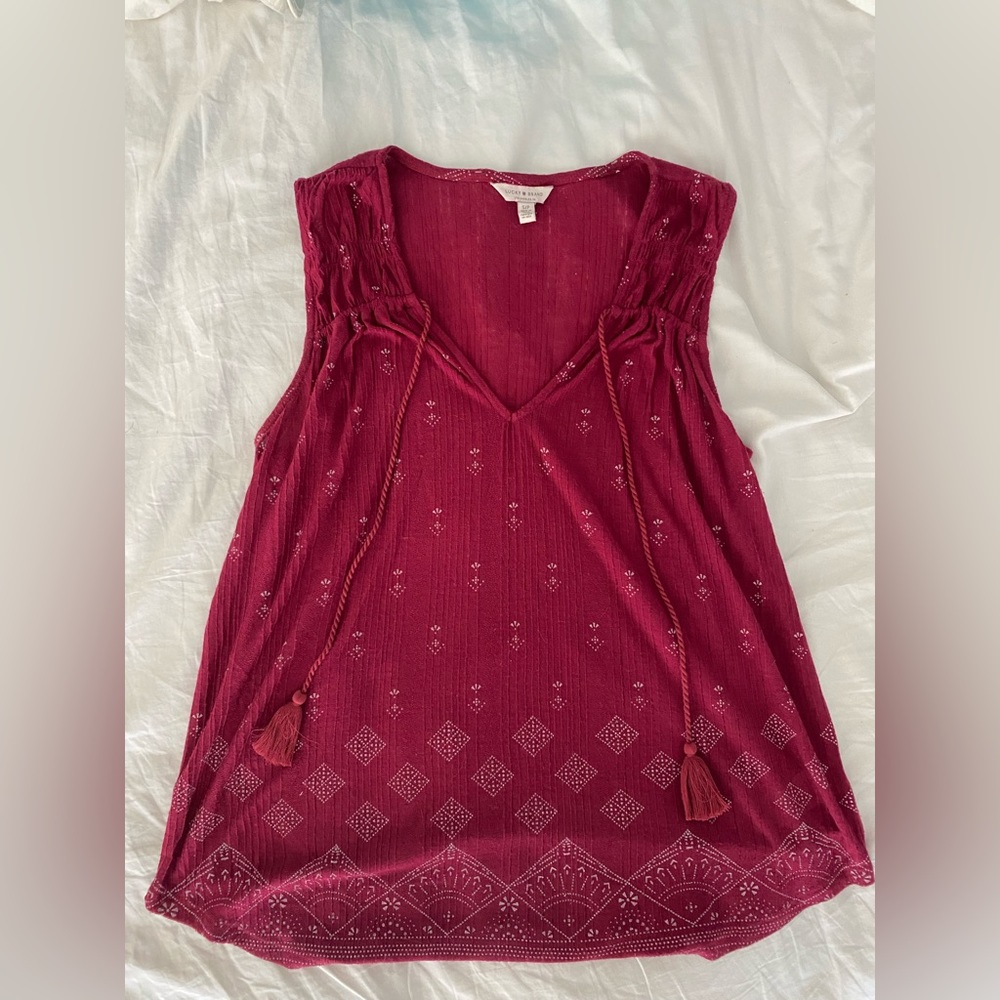 Women’s Red Lucky Brand Tank With Tassles